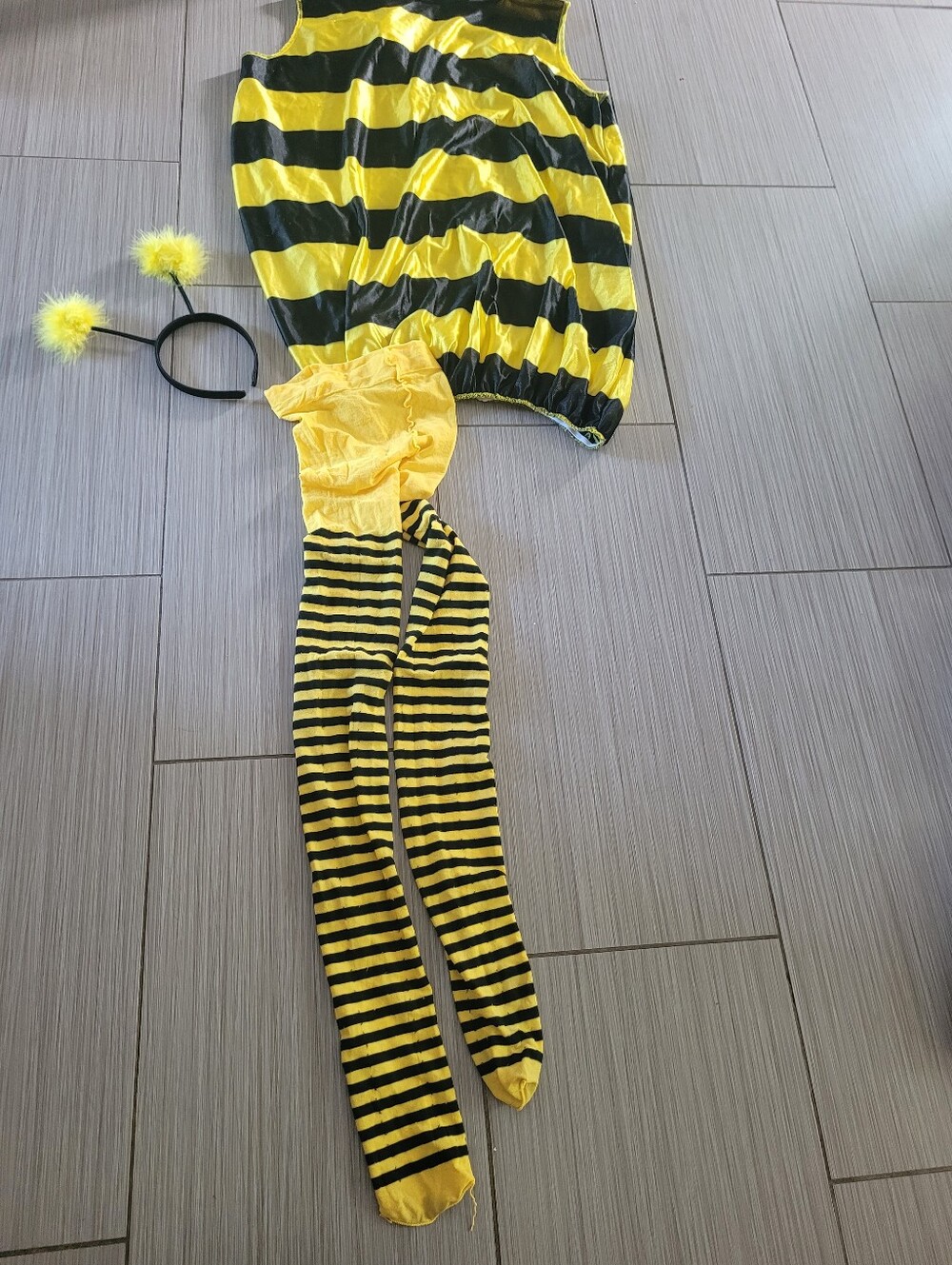 Yellow & Black Bee Adult Costume Set with Antenna Headband